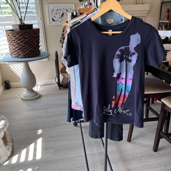 Jason Mraz Tee Womens SZ Small Navy Graphic Band Fall 2008 Tour Music Indie Rock - Picture 11 of 11